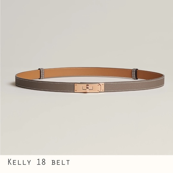 Authentic！Brand new Hermes Kelly 18 Belt｜Etope｜Rose Gold